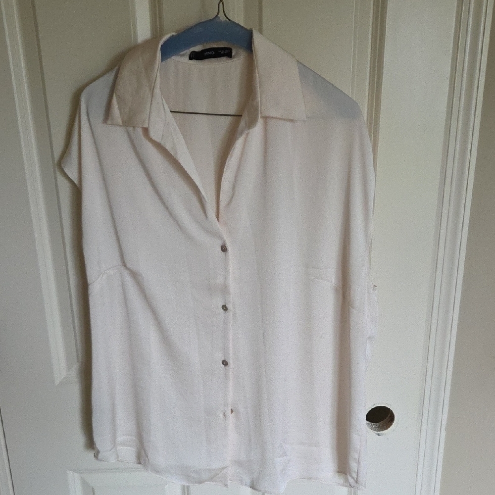 Mango Cream Sleeveless Blouse, Size 12